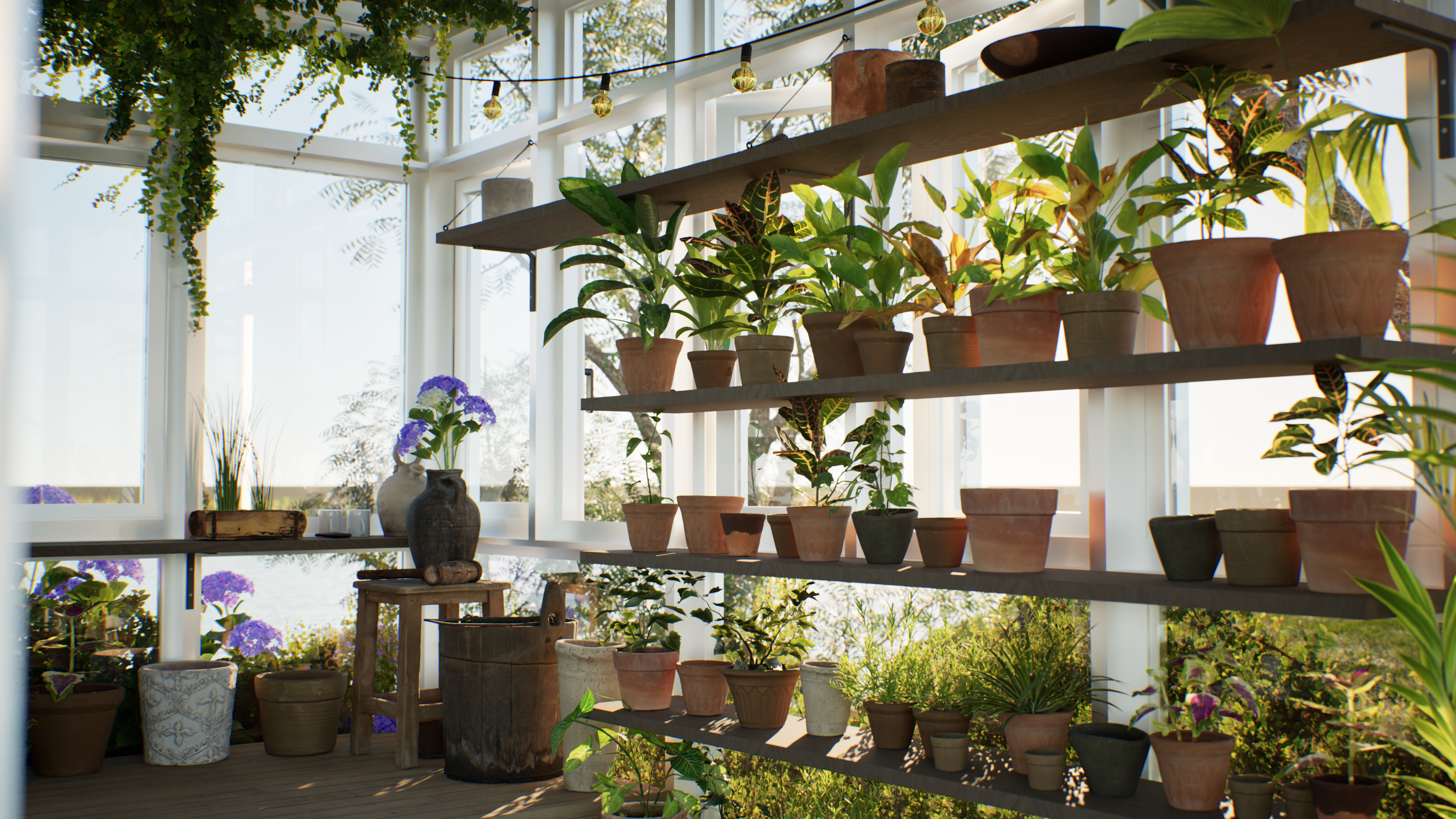 Anyplace greenhouse — growing shelves